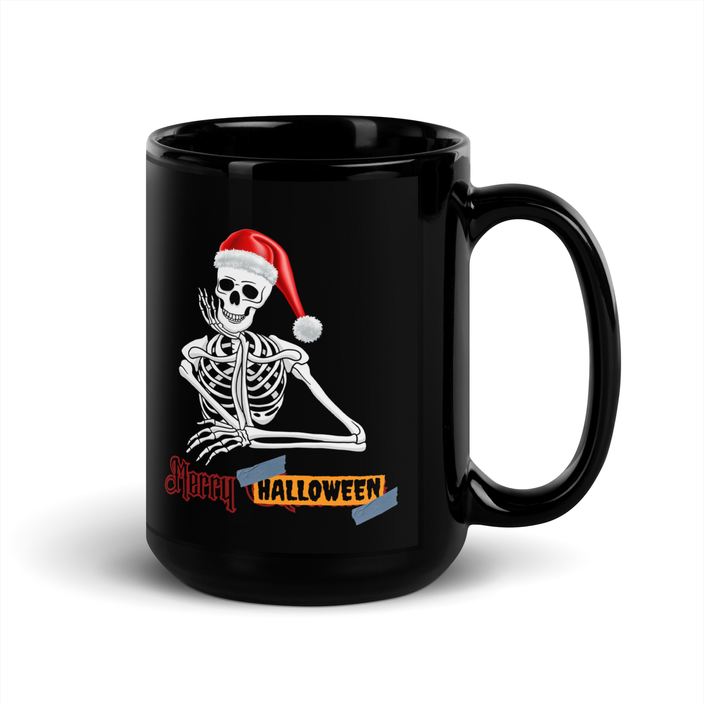 Merry Halloween Black Glossy Mug