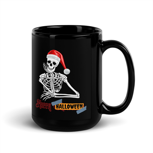 Merry Halloween Black Glossy Mug